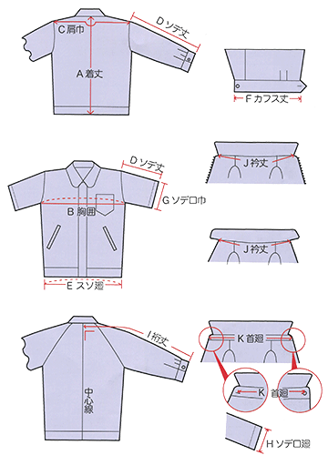 採寸の仕方 サイズガイド